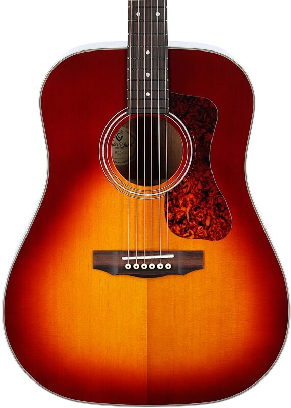 Guild D-140 Acoustic Guitar (with Case), Cherry Burst, Body Straight Front
