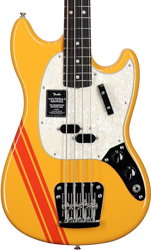 Fender Vintera II '70s Mustang Electric Bass (with Gig Bag), Competition Orange, Body Straight Front