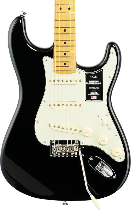 Fender American Pro II Stratocaster Electric Guitar, Maple Fingerboard (with Case), Black, USED, Blemished, Body Straight Front