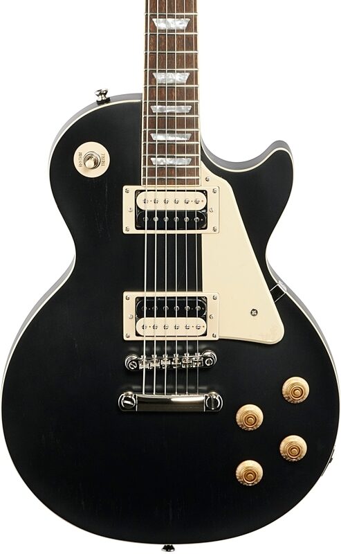 Epiphone Les Paul Classic Worn Electric Guitar, Ebony, Body Straight Front