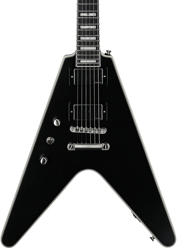 Epiphone Flying V Prophecy Electric Guitar, Left-Handed (with Gig Bag), Aged Jet Black Metallic, Body Straight Front