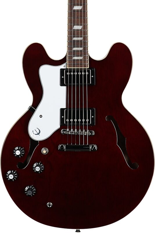 Epiphone Noel Gallagher Riviera Electric Guitar (with Case), Left-Handed, Dark Wine Red, Body Straight Front