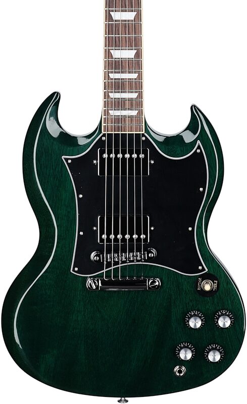 Gibson SG Standard Custom Color Electric Guitar (with Soft Case), Transparent Teal, Body Straight Front
