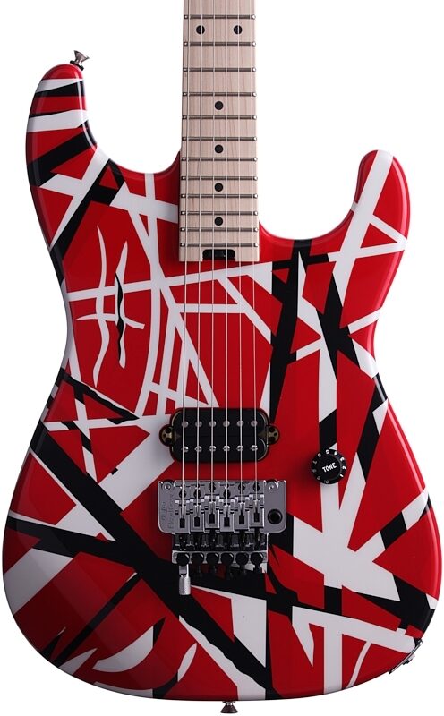EVH Eddie Van Halen Striped Series Electric Guitar, Red, Black, and White, USED, Warehouse Resealed, Body Straight Front