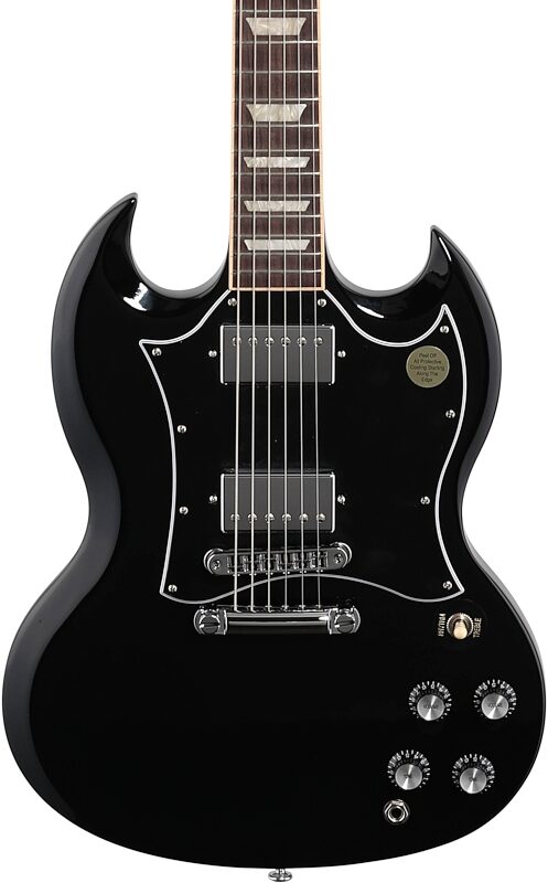 Gibson SG Standard Electric Guitar (with Soft Case), Ebony, 18-Pay-Eligible, Body Straight Front