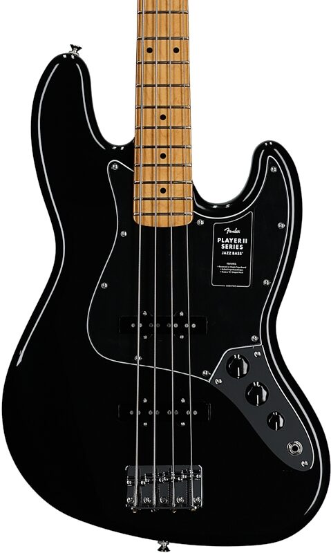 Fender Player II Jazz Electric Bass, with Maple Fingerboard, Black, Body Straight Front