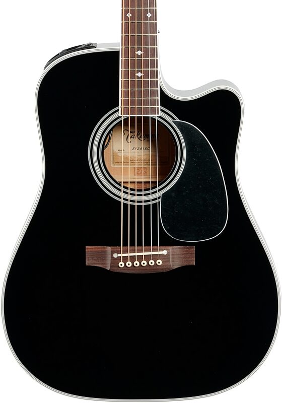 Takamine EF341SC Acoustic-Electric Guitar (with Case), Black, Body Straight Front