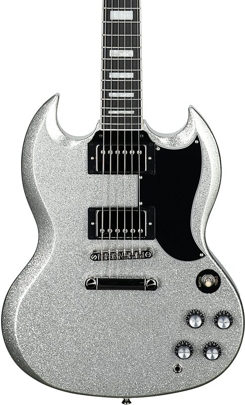 Epiphone Exclusive SG Custom Electric Guitar, Silver Sparkle , Body Straight Front
