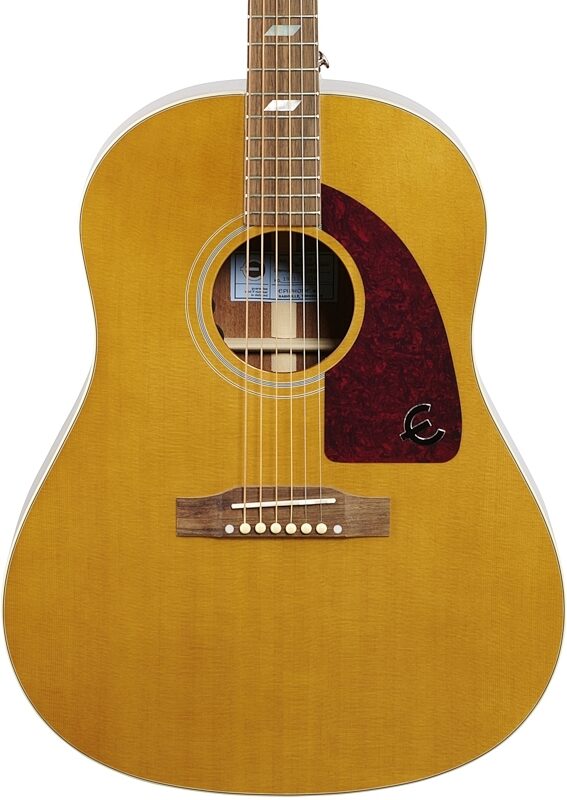 Epiphone Masterbilt Texan Acoustic-Electric Guitar, Antique Natural Aged Gloss, Body Straight Front
