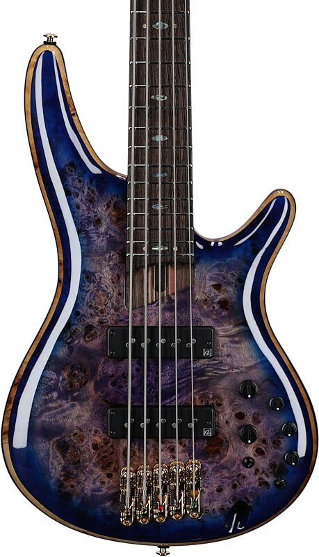 Ibanez SR2605 Premium Electric Bass, 5-String (with Gig Bag), Cerulean Blue Burst, Body Straight Front