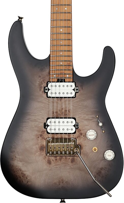 Charvel Pro-Mod DK24 HH 2PT CM Electric Guitar, with Maple Fingerboard, Transparent Black Burst, Body Straight Front