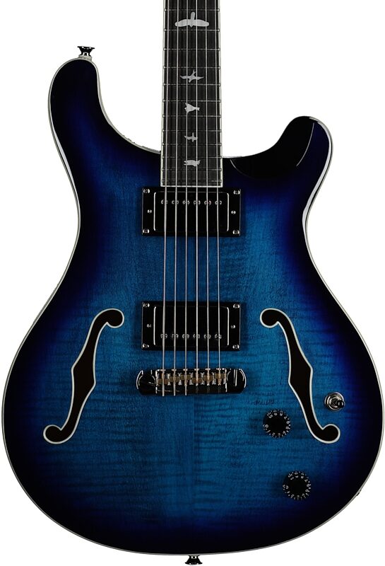 PRS Paul Reed Smith SE Hollowbody II Electric Guitar (with Case), Faded Blue Burst, Body Straight Front
