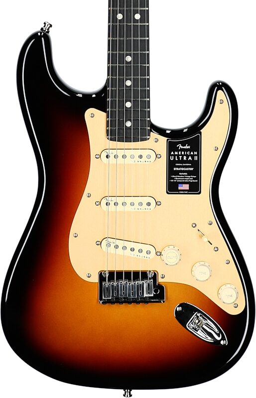Fender American Ultra II Stratocaster Electric Guitar, Ebony Fingerboard (with Case), Ultraburst, Body Straight Front