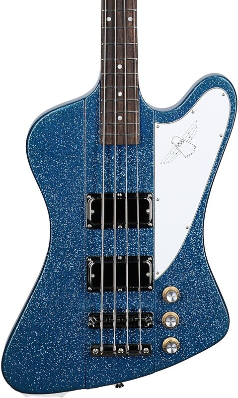 Epiphone Exclusive Thunderbird '64 Electric Bass Guitar (with Gig Bag), Blue Sparkle, Body Straight Front