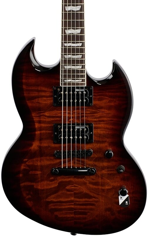 ESP LTD Viper 256QM Electric Guitar, Dark Brown Sunburst, Body Straight Front