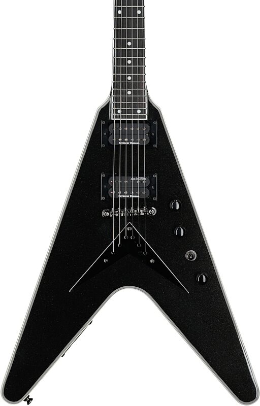 Epiphone Dave Mustaine Flying V Custom Electric Guitar (with Case), Black Metal, Body Straight Front