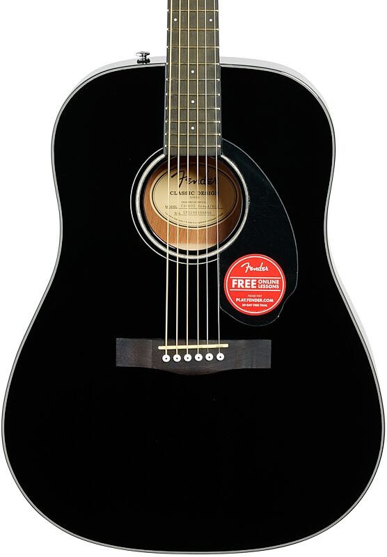 Fender CD-60S Dreadnought Acoustic Guitar, with Walnut Fingerboard, Black, Body Straight Front