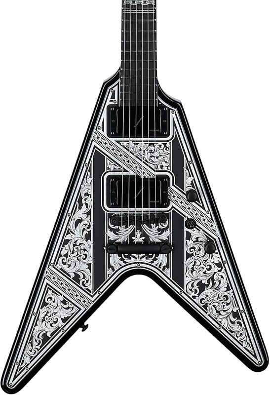 Schecter V-1 Przym Palladium Electric Guitar, Gloss Black, Body Straight Front