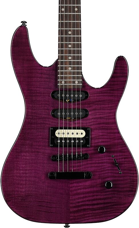 Kramer Striker Figured HSS Electric Guitar, Laurel Fingerboard, Transparent Purple, Blemished, Body Straight Front