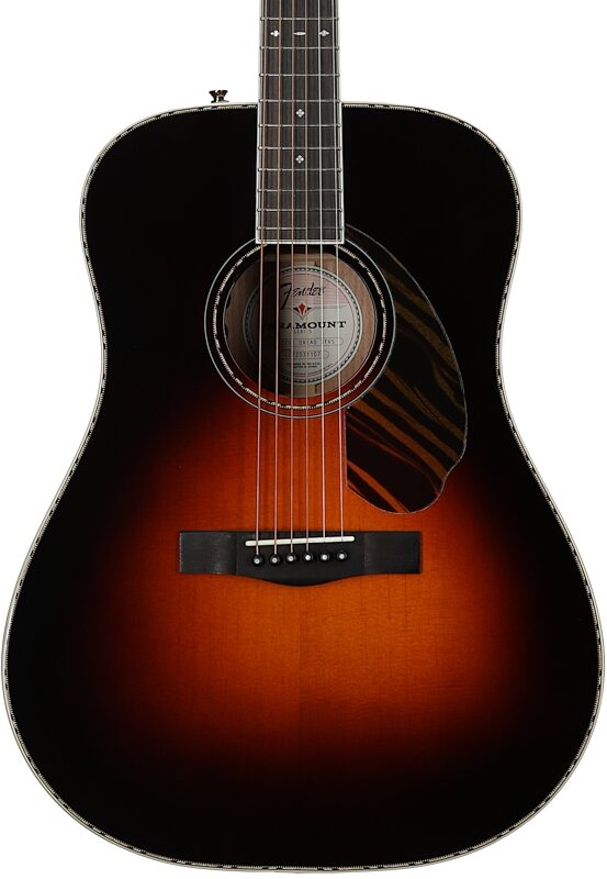 Fender Paramount PD-220E Dreadnought Acoustic-Electric Guitar (with Case), Three-Tone Vintage Sunburst, Open Box (Very Good), Body Straight Front