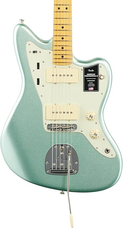 Fender American Pro II Jazzmaster Electric Guitar, Maple Fingerboard (with Case), Mystic Surf Green, Body Straight Front
