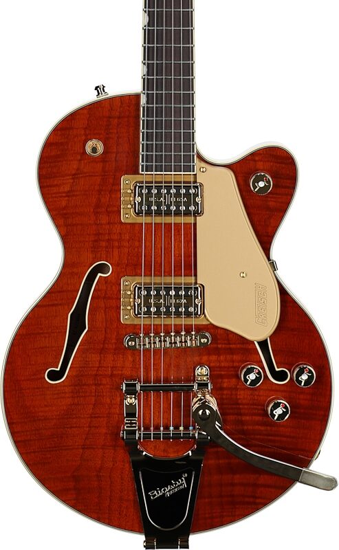 Gretsch Limited Edition Electromatic Broadkaster Center Block Jr. Electric Guitar, Flame Okoume, Body Straight Front