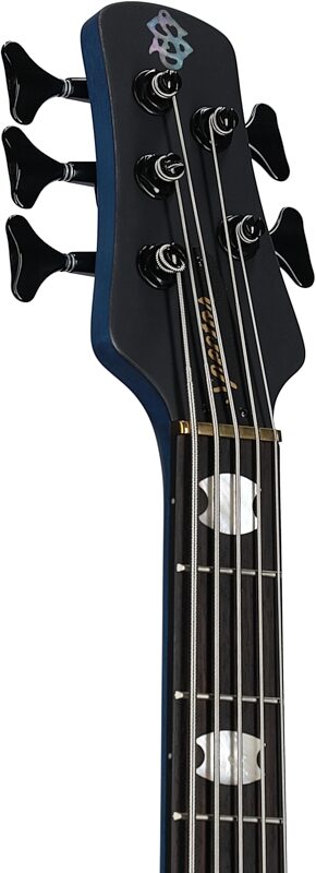 Spector Euro5 LX Electric Bass, 5-String (with Gig Bag), Black and Blue Matte, Serial Number 21NB19081, Headstock Left Front