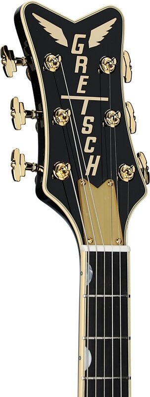 Gretsch G6134TG Limited Edition Paisley Penguin Electric Guitar (with Case), Black Paisley Penguin, Serial Number JT23114451, Headstock Left Front