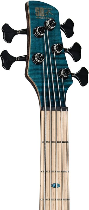 Ibanez SR1425 Premium Electric Bass, 5-String (with Gig Bag), Caribbean Green, Serial Number 211P01231204781, Headstock Left Front