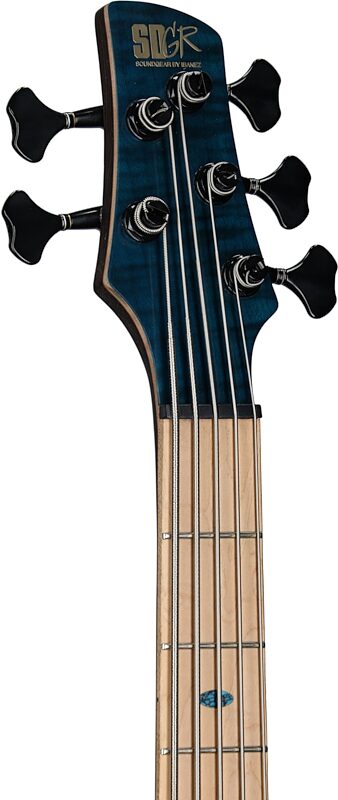 Ibanez SR1425 Premium Electric Bass, 5-String (with Gig Bag), Caribbean Green, Serial Number 211P01231204774, Headstock Left Front