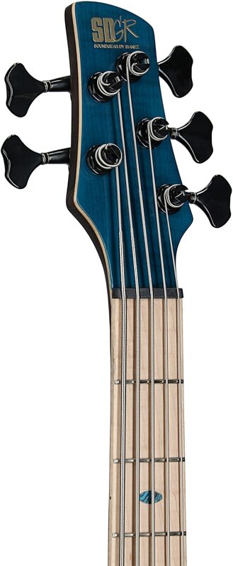 Ibanez SR1425 Premium Electric Bass, 5-String (with Gig Bag), Caribbean Green, Serial Number 211P01231209671, Headstock Left Front