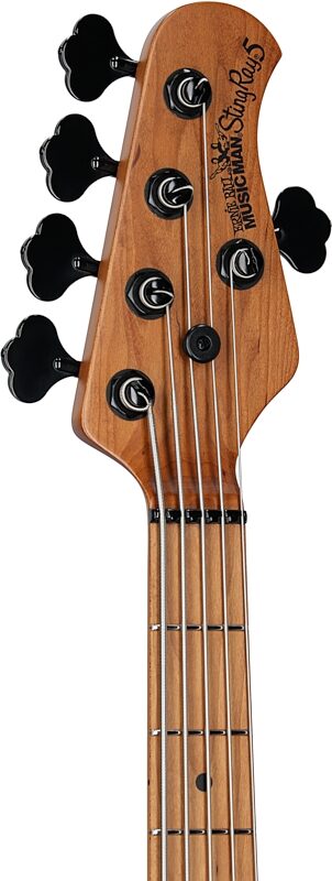 Ernie Ball Music Man StingRay 5 Special Electric Bass, 5-String (with Case), Black Rock, Serial Number K03704, Headstock Left Front