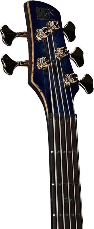 Ibanez SR2605 Premium Electric Bass, 5-String (with Gig Bag), Cerulean Blue Burst, Serial Number 240300083, Headstock Left Front
