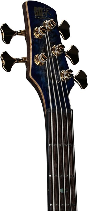 Ibanez SR2605 Premium Electric Bass, 5-String (with Gig Bag), Cerulean Blue Burst, Serial Number 240300081, Headstock Left Front
