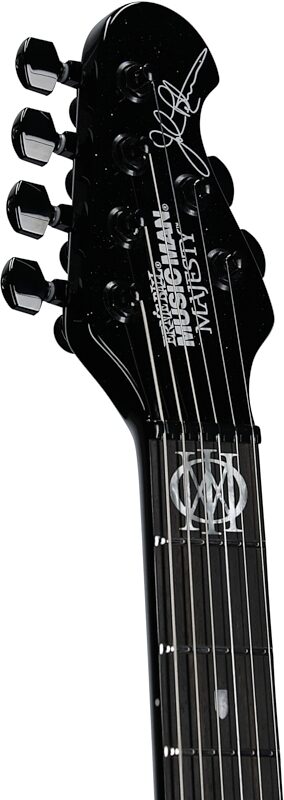 Ernie Ball Music Man Majesty 6 Electric Guitar (with Mono Gig Bag), Black Frosting, Serial Number M018163, Headstock Left Front