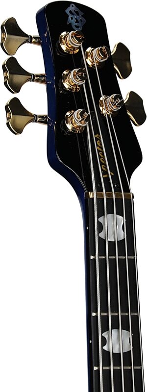 Spector Euro5 LT Electric Bass, 5-String (with Gig Bag), Blue Fade Gloss, Serial Number 21NB20431, Headstock Left Front