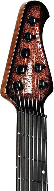 Ernie Ball Music Man Kaizen 7 Electric Guitar (with Case), Ember Burst, Serial Number S10101, Headstock Left Front
