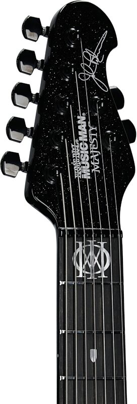 Ernie Ball Music Man Majesty 7 Electric Guitar, 7-String (with Mono Gig Bag), Black Frosting, Serial Number M018430, Headstock Left Front