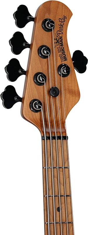 Ernie Ball Music Man DarkRay 5 Electric Bass Guitar (with Case), Gold Bar, Serial Number S11018, Headstock Left Front