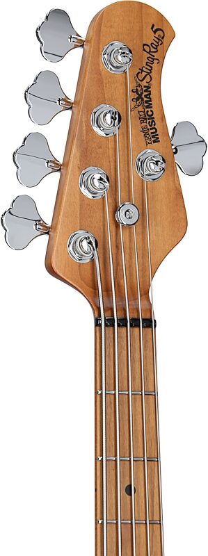 Ernie Ball Music Man StingRay 5 Special Electric Bass, 5-String (with Case), Hot Honey, Serial Number F96811, Headstock Left Front