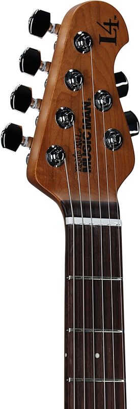 Ernie Ball Music Man Maple Top Luke 4 HH Electric Guitar (with Gig Bag), Gator Burst, Serial Number H05029, Headstock Left Front