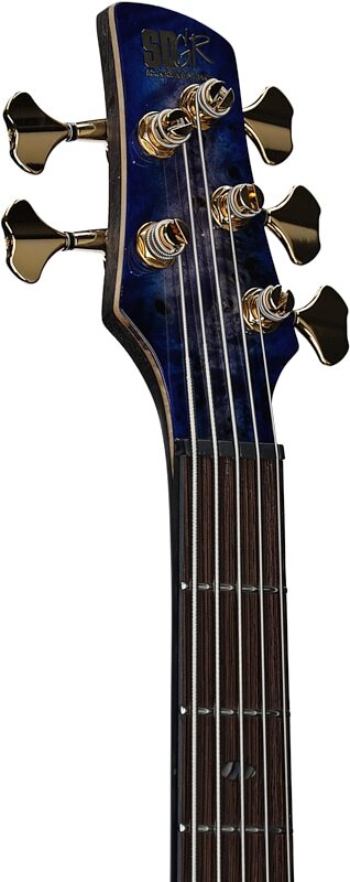 Ibanez SR2605 Premium Electric Bass, 5-String (with Gig Bag), Cerulean Blue Burst, Serial Number 241014105, Headstock Left Front