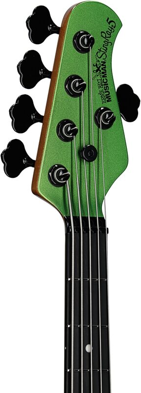 Ernie Ball Music Man StingRay 5 Special HH Electric Bass (with Case), Kiwi Green, Serial Number K06746, Headstock Left Front