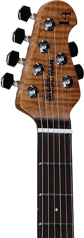 Ernie Ball Music Man Maple Top Luke 4 HH Electric Guitar (with Gig Bag), Afterburn, Serial Number H08890, Headstock Left Front