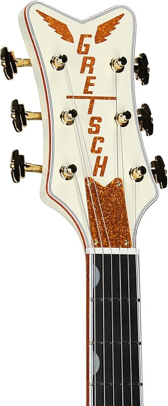 Gretsch G6134T58 Vintage Select 58 Electric Guitar (with Case), Penguin White, Serial Number JT25010143, Headstock Left Front