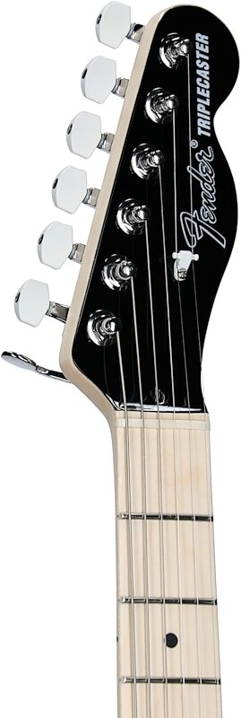Fender Limited Edition Jack White Triplecaster Telecaster Electric Guitar, Maple Fingerboard (with Case), Black, Serial Number JW240978, Headstock Left Front
