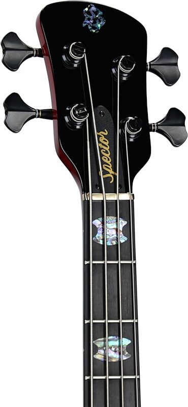 Spector Euro 4 Custom Electric Bass (with Gig Bag), Natural Red Burst Gloss, Serial Number NB22758, Headstock Left Front