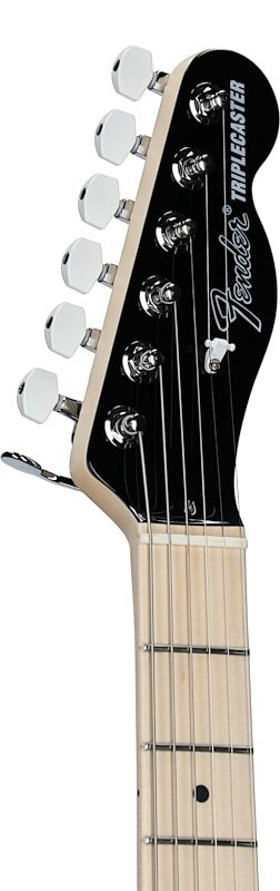 Fender Limited Edition Jack White Triplecaster Telecaster Electric Guitar, Maple Fingerboard (with Case), Black, Serial Number JW241063, Headstock Left Front