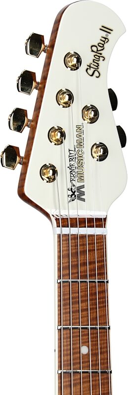 Ernie Ball Music Man StingRay II Cory Wong Deluxe Electric Guitar, Pearl White, Serial Number S12339, Headstock Left Front