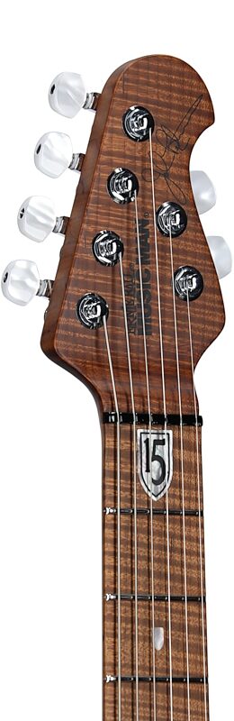 Ernie Ball Music Man John Petrucci JP15 Electric Guitar (with Gig Bag), Purple Nebula Flame, Serial Number H08351, Headstock Left Front